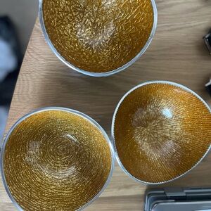 Simple Designz Set 3 Bowls Gold Sparkle Pattern Holiday Glamour Snack Candy Dish